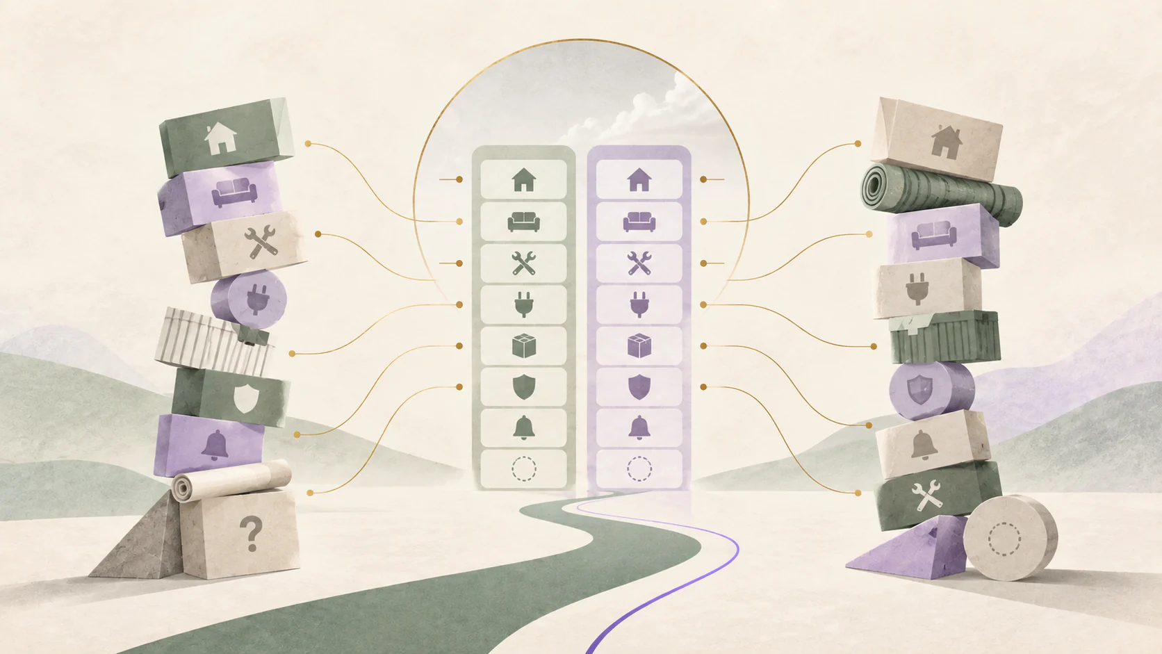 Two mismatched stacks of relocation items aligned into a consistent comparison grid.